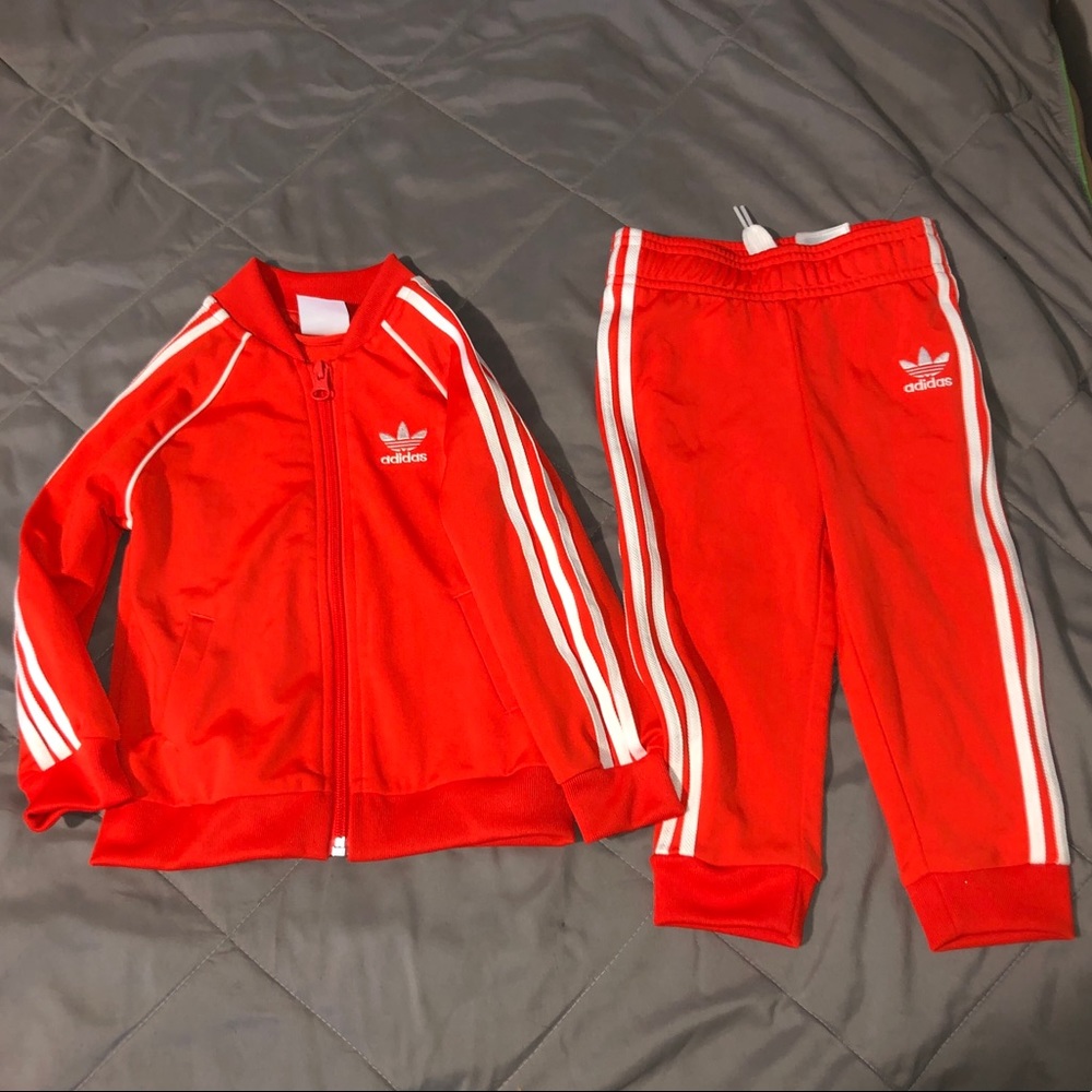 Adidas Infant Orange 2 piece track suit